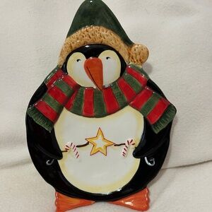 Penguin Ceramic Holiday Tray 10" x 7.5"